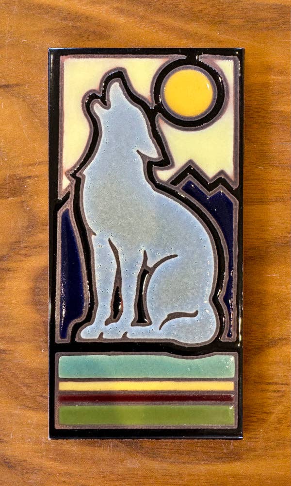 Retro Coyote Handpainted Tile: Palette #3
