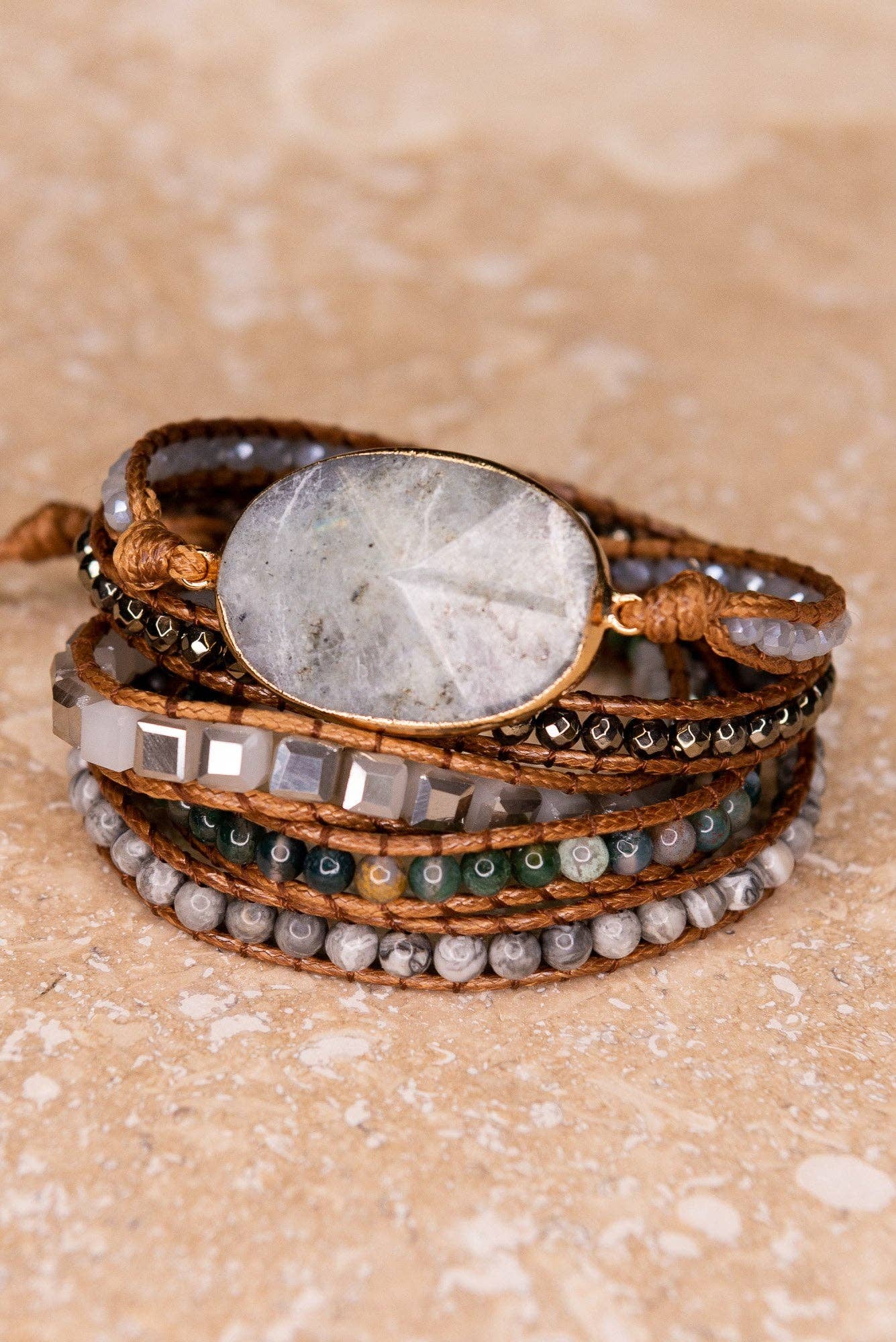 Kelly Wrap Bracelet: Jasper/Brown