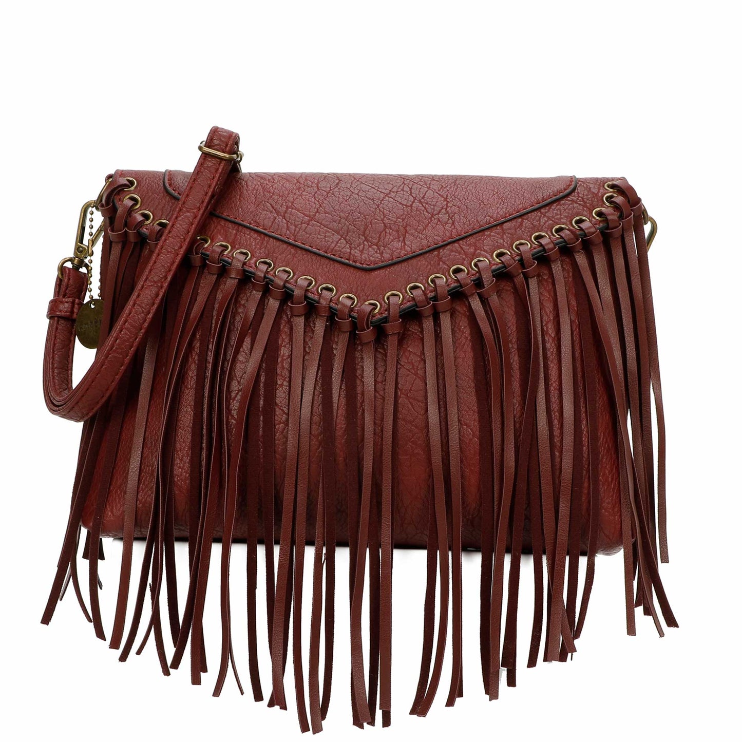 Dallas Classic Vegan Leather Western Fringe Crossbody Bag