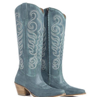 Myra Traditional Leather Cowgirl Boots, Turquoise