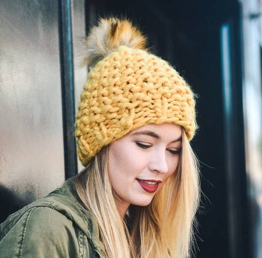 Oversize Chunky Pom Beanie