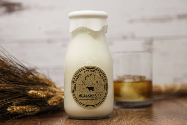 Milk Bottle Candle Whiskey Oak