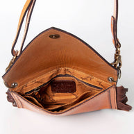 Hand-Tooled Sunflower Leather Envelope Purse