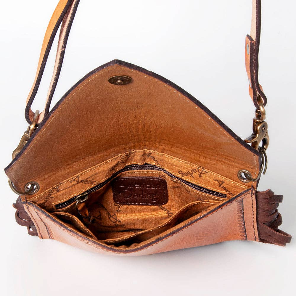 Hand-Tooled Sunflower Leather Envelope Purse