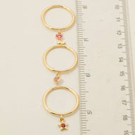 Gold Dipped 3Pc Dangle Charms Rings Set