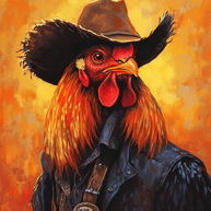Cowboy Chicken - Anthropomorphic Wall Art Prints