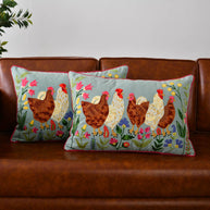 Embroidered Rooster Pillow 16x24