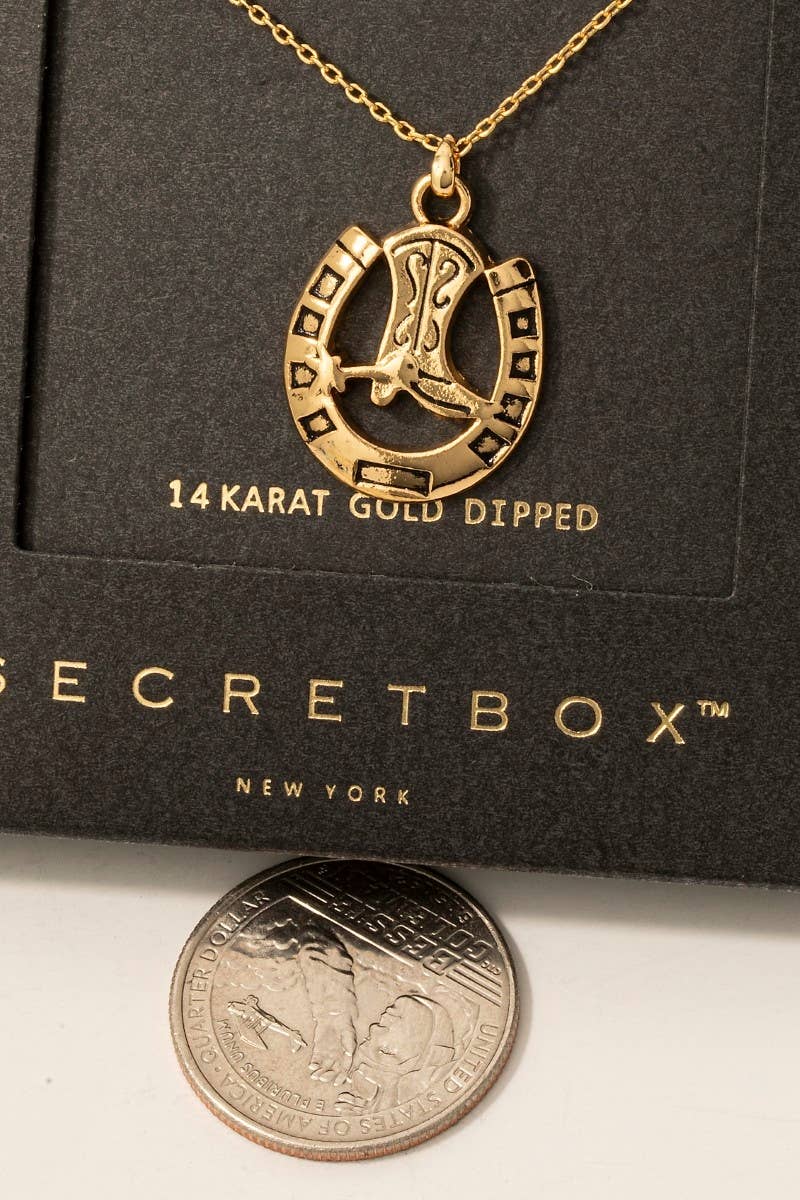 Secret Box Gold Dipped Secret Box Cowboy Boot Necklace