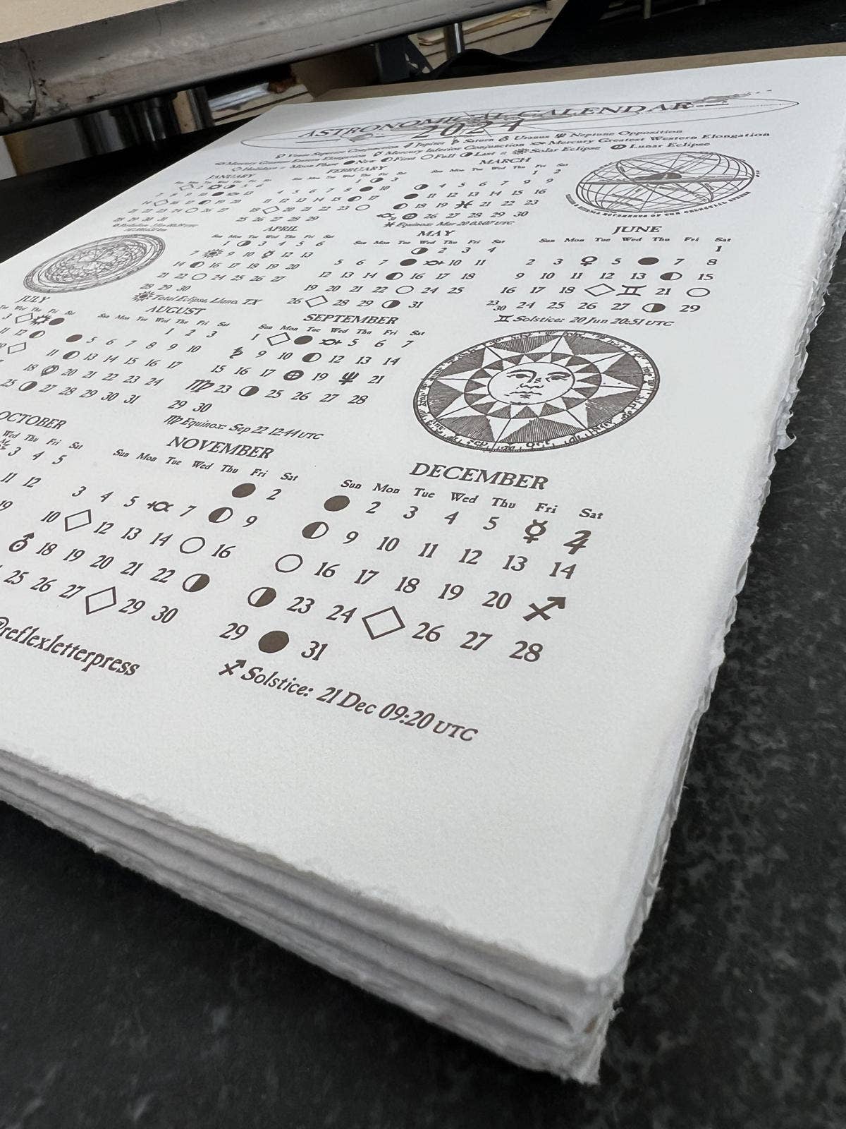 2024 Astronomical Calendar Letterpress Printed - Eclipse