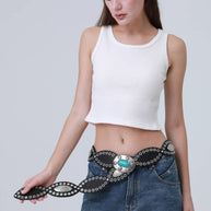Boho Western Belt – Turquoise Inlaid Buckle