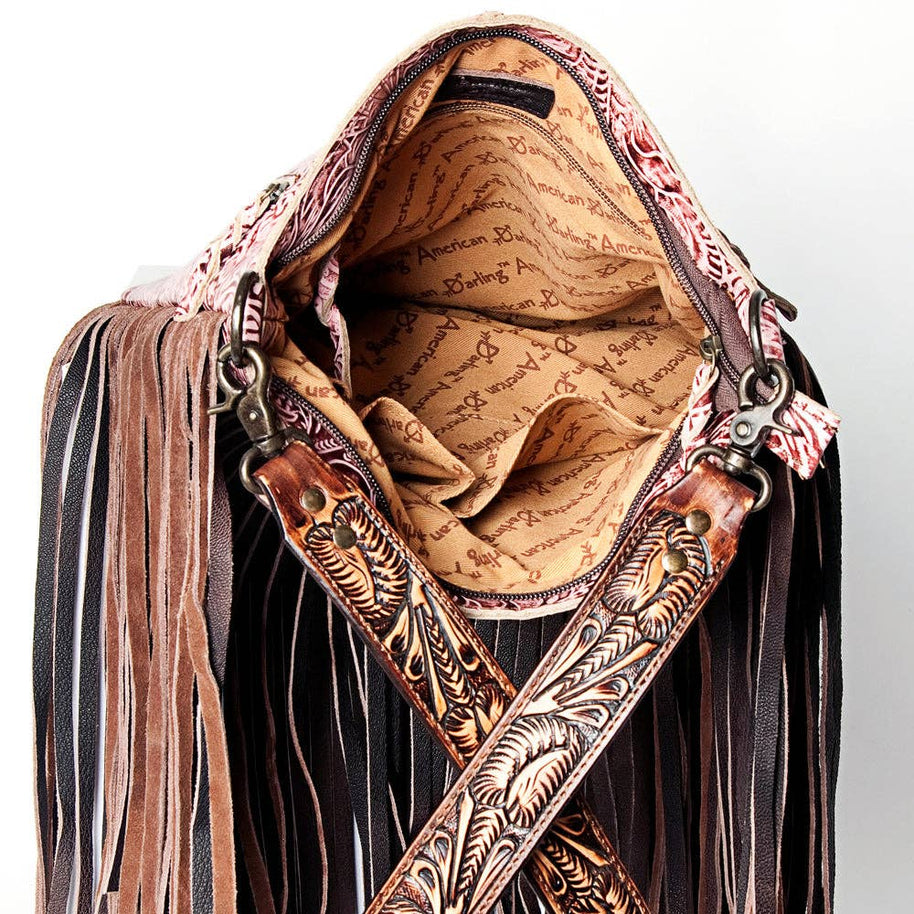 Long Fringe Messenger Leather Bag