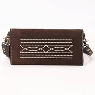 Western Clutch Crossbody Bag with White Rope Stitch Embroidery