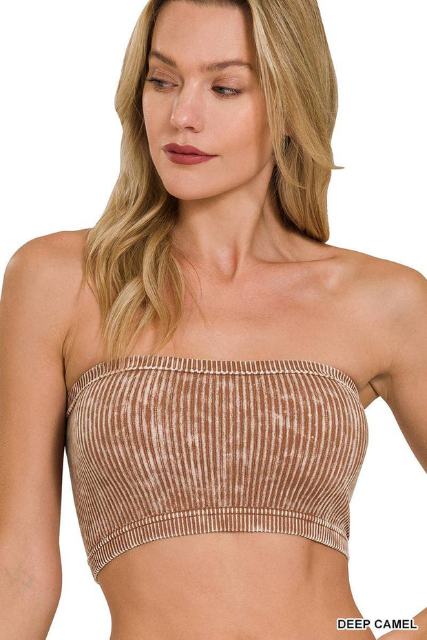 Washed Ribbed Seamless Tube Top