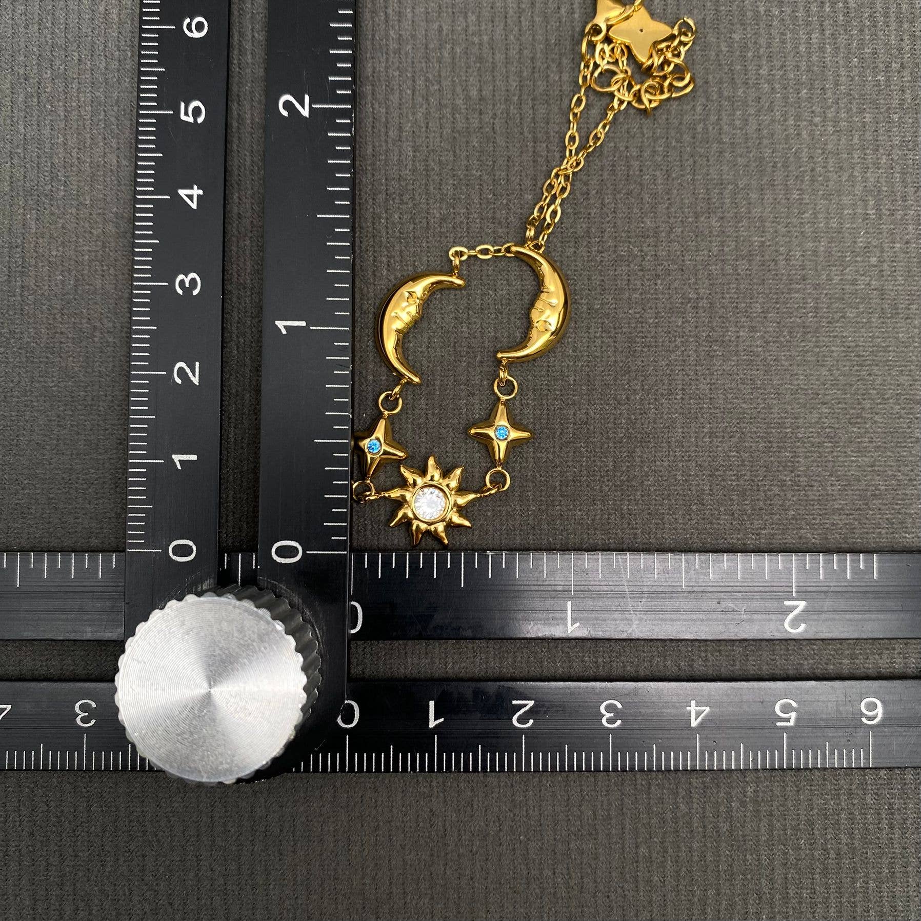 Sun Moon Stars 18K GP S.Steel Bracelet