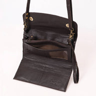 Western Clutch Crossbody Bag with White Rope Stitch Embroidery