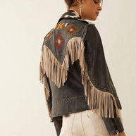 Phoenix Fringe & Cowhide Leather Jacket