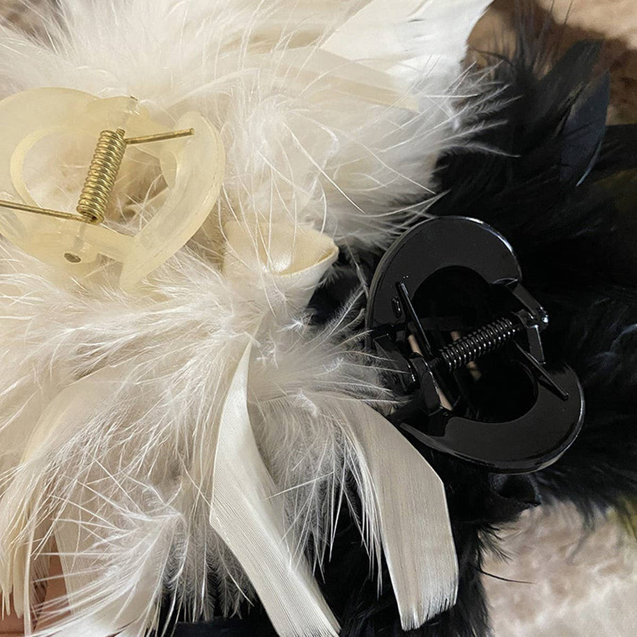 French Ostrich Feather Hair Claw