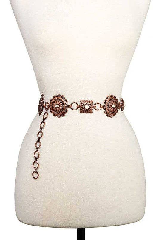 Square Etched Concho Belt
