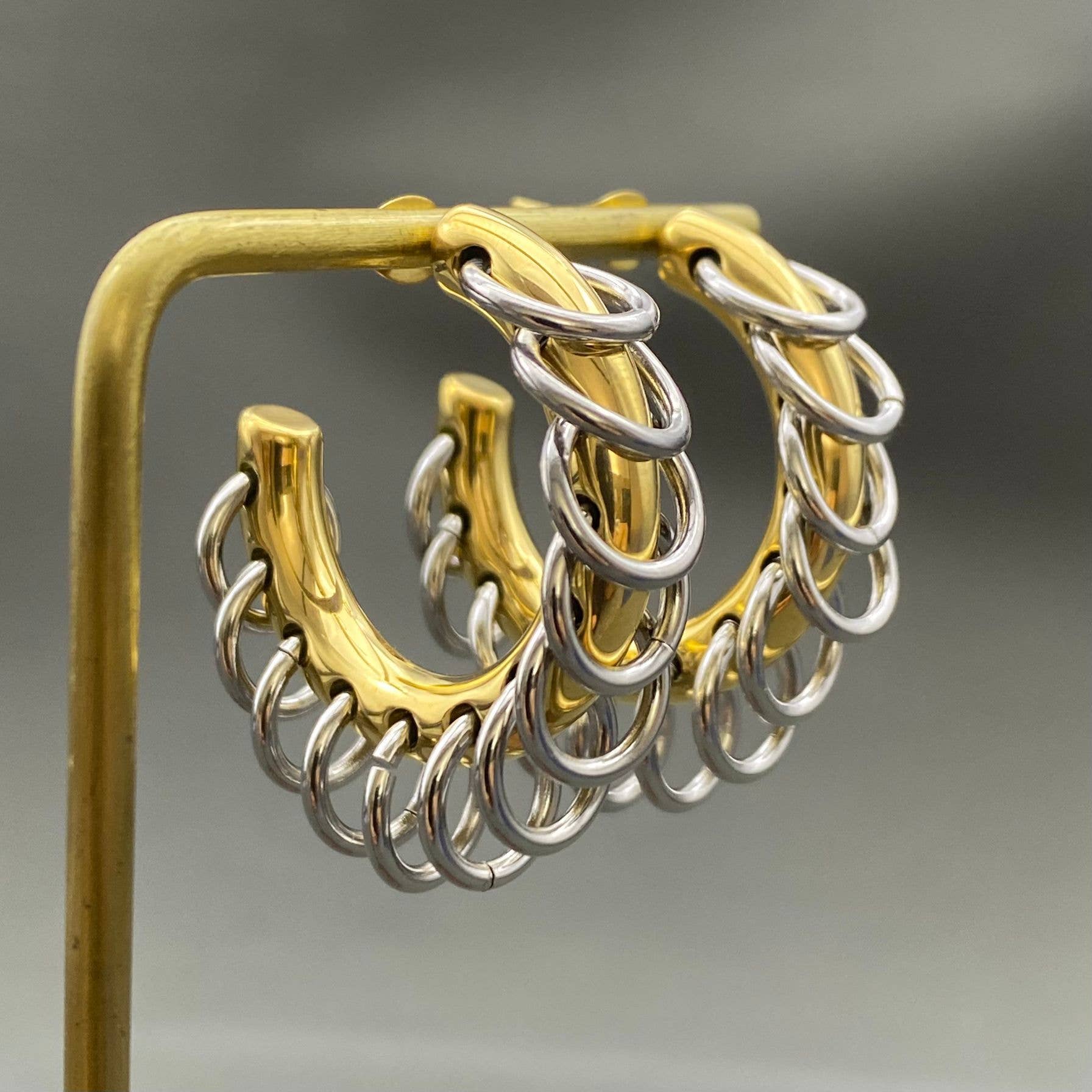 Ring Finge 18K S. Steel C- Shaped Earrings
