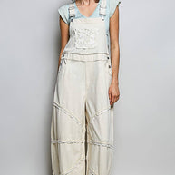 Lace Trim Adjustable Strap Overalls