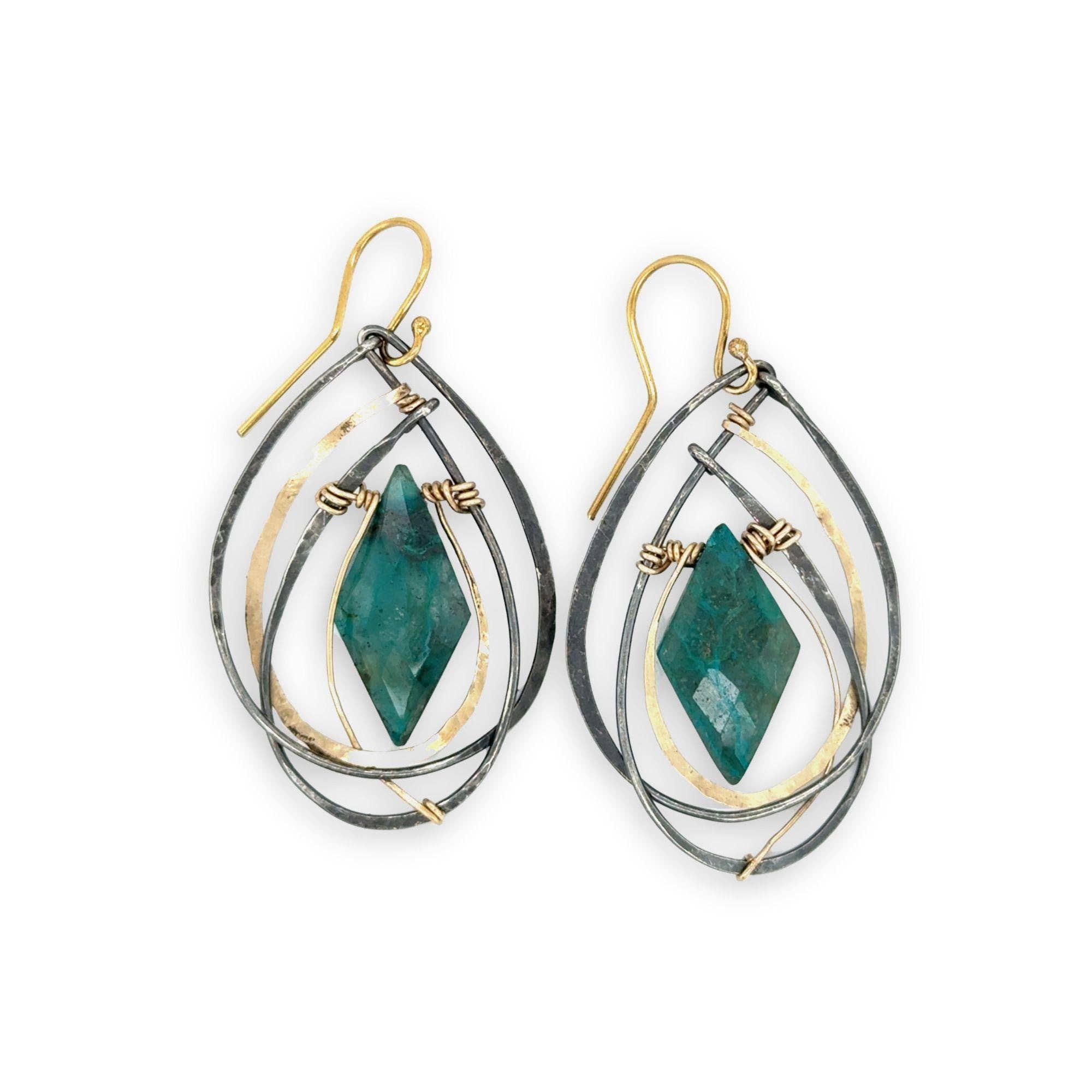 Handmade Chrysocolla Strikes Earrings