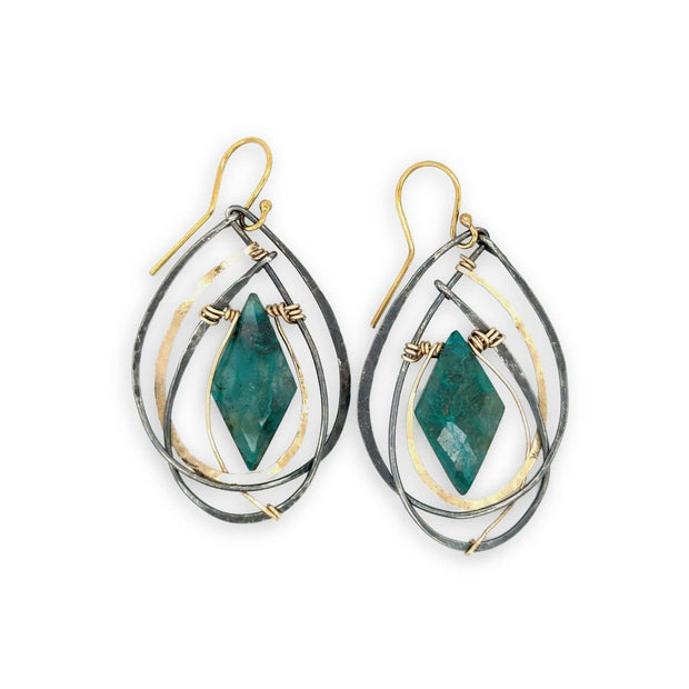 Handmade Chrysocolla Strikes Earrings