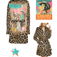 Baha Ranch Retro Pop Western Leopard Cowgirl Robe