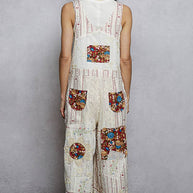Floral Patchwork Woven Overalls