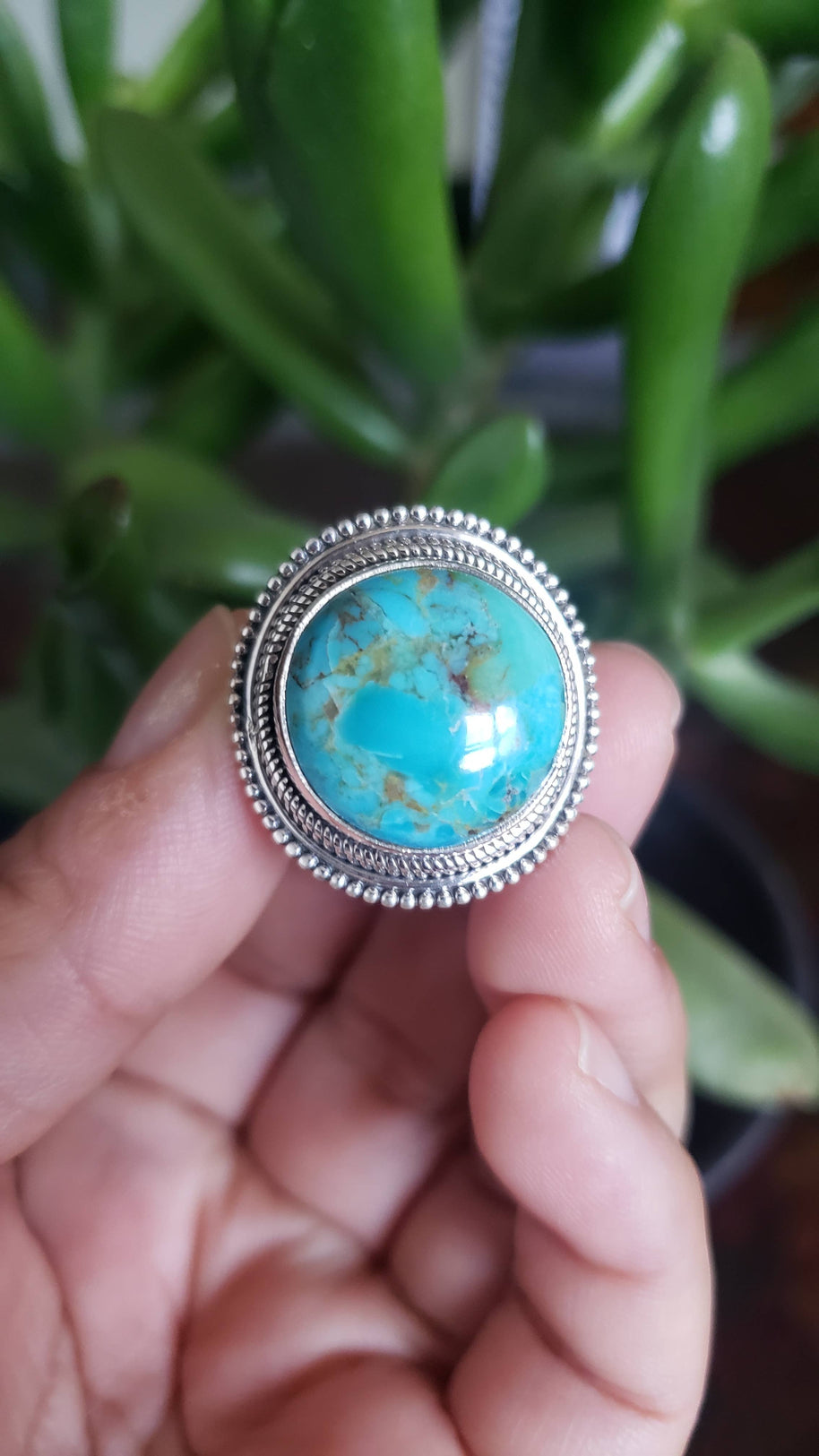 Natural Turquoise 925 sterling silver ring (R-42)