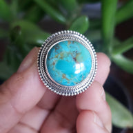 Natural Turquoise 925 sterling silver ring (R-42)