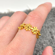 FGS - 18K Gold Plated SS Daisy Flower Adjustable Ring