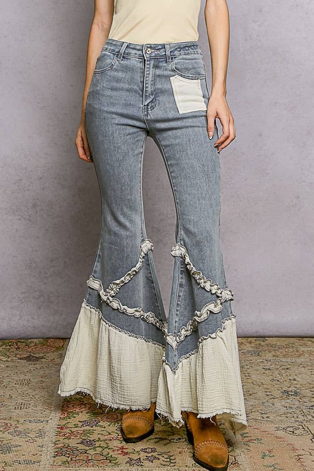 Vintage Washed Ruffle Jeans