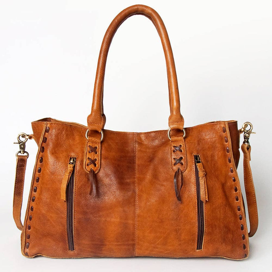 Genuine Leather Tote with Fringe