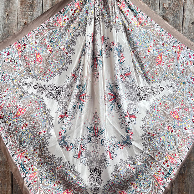 35X35"  Tan Floral Wild Rag WR3421