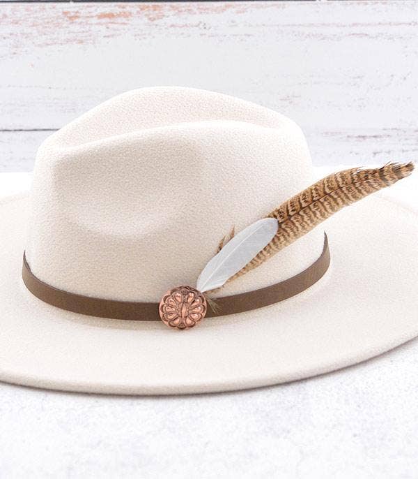 Concho Feather Hat Pin, Natural