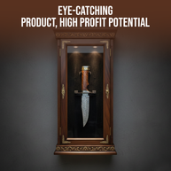 Large Damascus Knife, Round Wood Handle