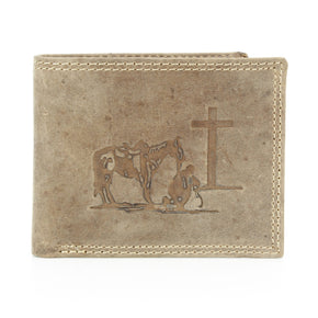 Men’s Bi-Fold Wallet with Praying Cowboy Emboss
