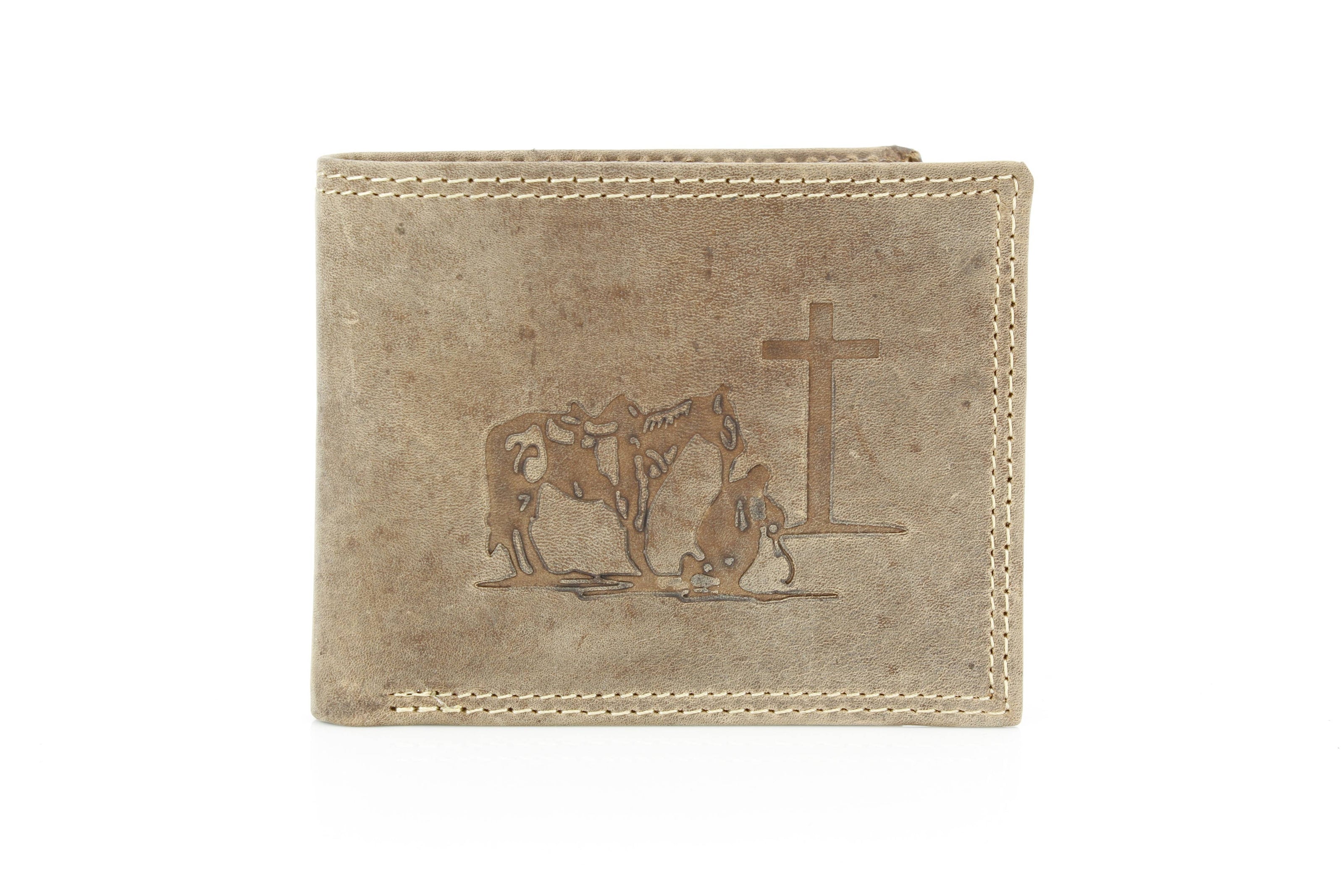 Men’s Bi-Fold Wallet with Praying Cowboy Emboss