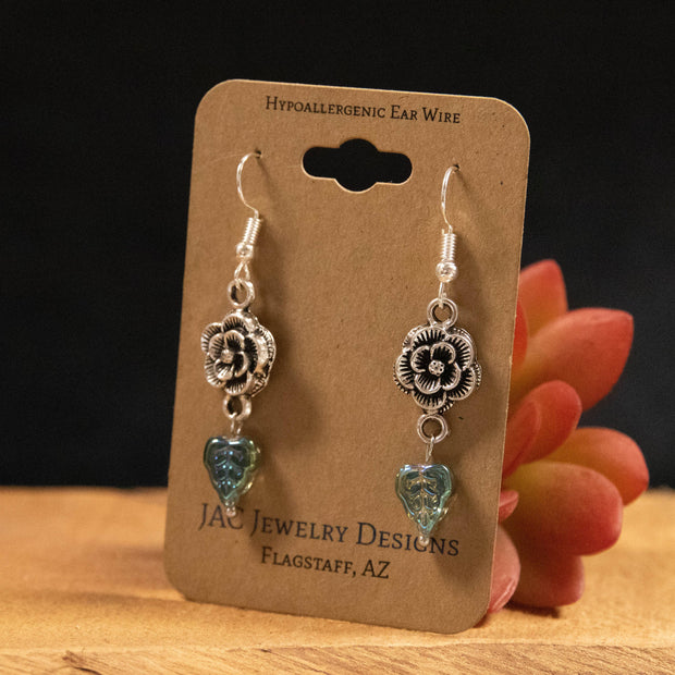 Rose and Leaf Earrings