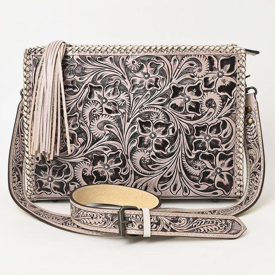 American Darling Hand-Tooled Western Leather Crossbody Bag - Genuine Floral Carved Artisan Purse