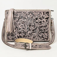 American Darling Hand-Tooled Western Leather Crossbody Bag - Genuine Floral Carved Artisan Purse