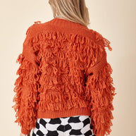 Orange Fringe Cardigan