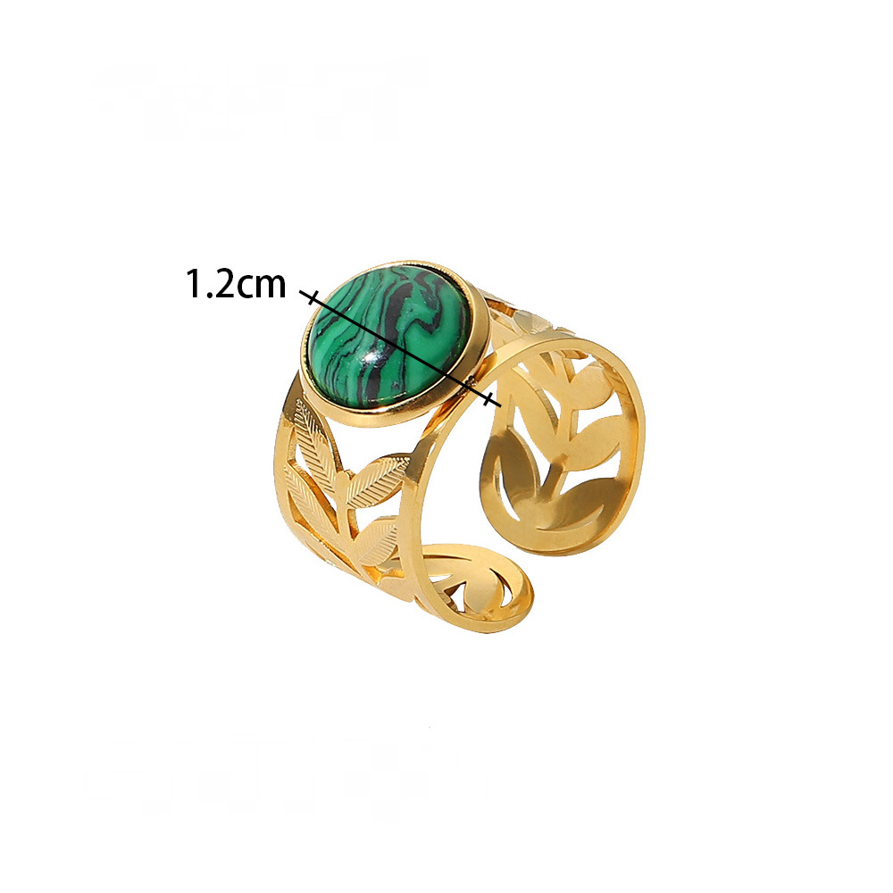 18K Gold-plated Stainless Steel Inlaid Stone Rings