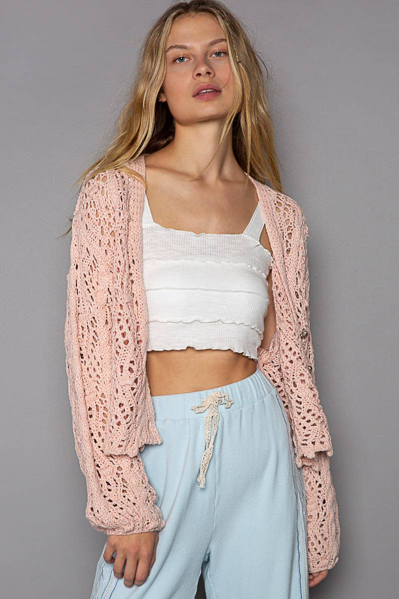 Oversize v-ncek long sleeve cropped cardigan sweater