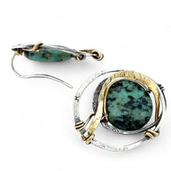 Handmade Turquoise Moon Post Earrings
