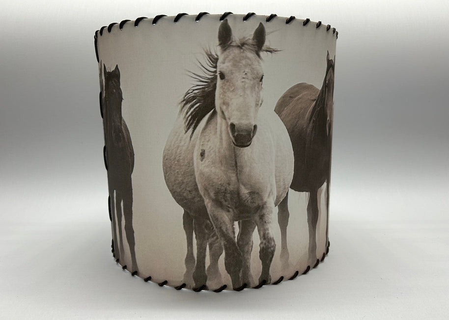 Horses in the Fog Lampshade