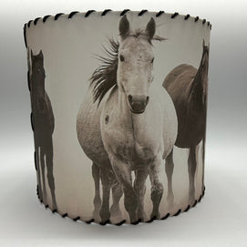 Horses in the Fog Lampshade