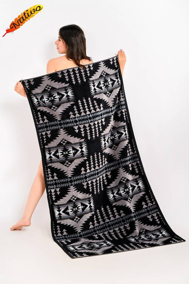 Beach Towel, Santa Fe Black & Gray