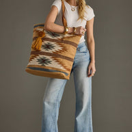 Tan, Camel & Teal Aztec Tote
