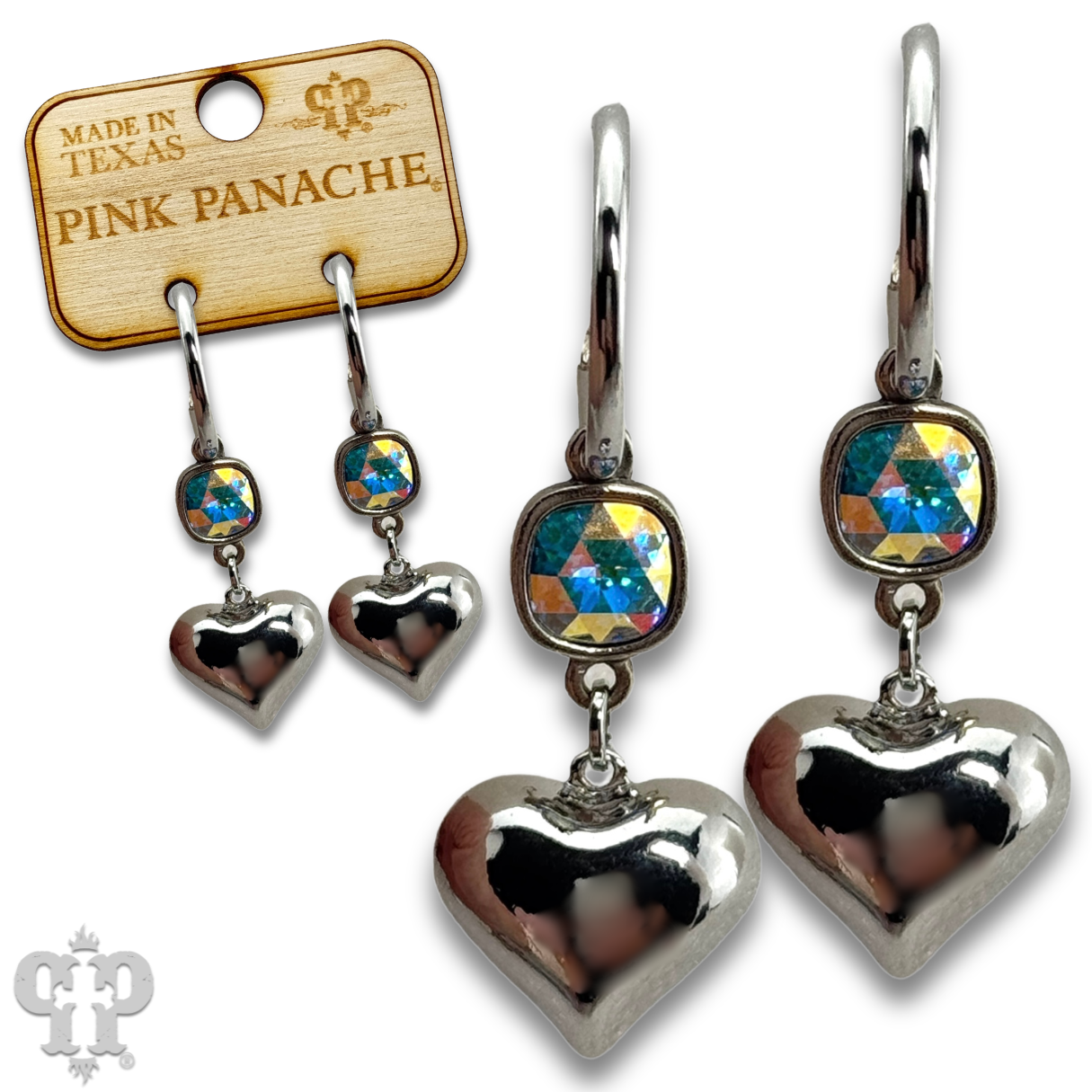 Swarovski® crystals puffed heart earrings